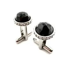美品✨天然石 ブラック カフスボタン シルバー