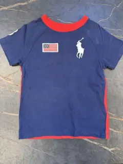 ポロ馬刺繍 ネイビーレッド Tシャツ3T/100