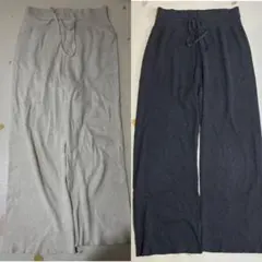 ユニクロ XL アイボリーグレー ウォッシャブルリブニットパンツ マタニティ