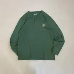 カーハート　ヘンリーネックT グリーン　M loose fit ロンT 00's