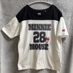ユニクロ UT × ディズニー ミニー Tシャツ M 黒白 フロッキープリント