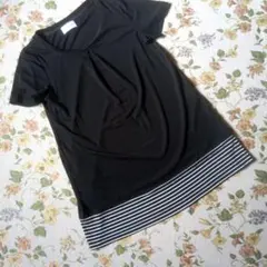 courrèges クレージュ 半袖カットソー チュニック　ブラック　38のサムネイル