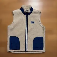 Patagonia キッズ　レトロXベスト ベージュ/ネイビー　サイズ L