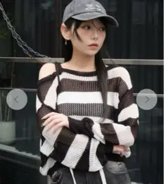 新品未使用タグ付き✨️WEGOウィゴー✨️2WAYオフショルメッシュニット／ボーダー