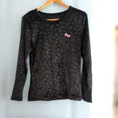 ハローキティ　ヒョウ柄インナー　リボン　ベロア