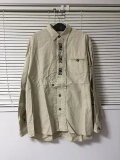 古着　Picdor 長袖 チロリアンシャツ 花　刺繍　フラワーアート　ボタニカル