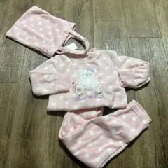 新品 タグ付 フリース パジャマ くま 上下セット 袋付 ピンク 110cm