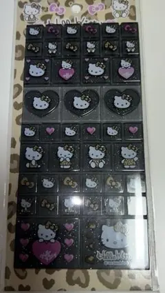 ハローキティ タイルシール　黒×ヒョウ柄×ギャル