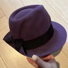 同時購入500円引 レディース　帽子　ハット　フェルト　リボン　紫
