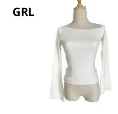 ❤️美品❤️GRL グレイル　リブニット トップス オフショル風 ホワイト　S 白
