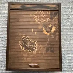 木製 花と鳥の彫刻 蛇腹　昭和レトロ　箱