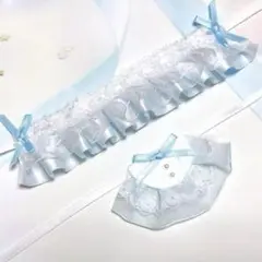 ★No.1051 にじぱぺっと ぬい服 ヘッドドレス スタイ 水色