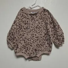 ミンゴ mingo kids 長袖ロンパース 1/2-1y 裏起毛 アニマル柄