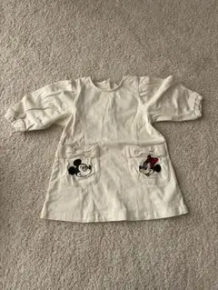 ミッキー ミニー 刺繍ポケット 七分袖ワンピース