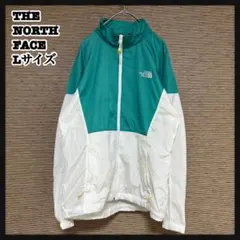 【ノースフェイス】ナイロンジャケット　白ミントグリーン　刺繍バイカラーG1