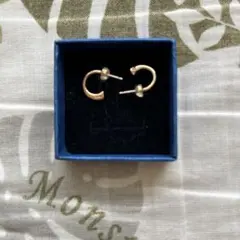 アガット　ゴールドフープピアス