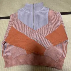 KBF レイヤードハーフジップニット セーター