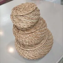 IKEA　イケア　蓋付きバスケット　小物入れ　天然素材　3個