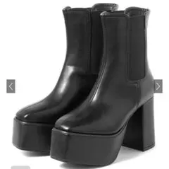 GRL レザー　ショートブーツ　ヒール 厚底 ブラック