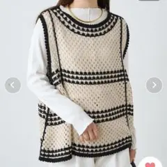 PUAL CE CIN 配色カギ針編み風ベスト ビスチェ ピュアルセシン