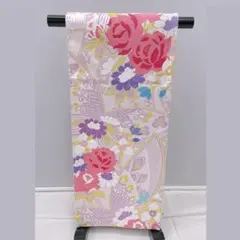 Y★3536★ 振袖用 袋帯 正絹 豪華 白地 花柄 結婚式 成人式
