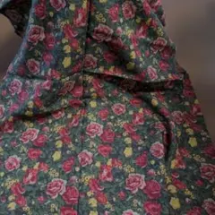 花柄プリント生地 ローズ柄 ダークグリーン2M