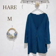 HARE カーディガン 七分袖 ブルー グリーン　Mサイズ　綿50%のサムネイル