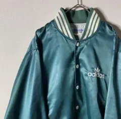 激レア 80s デサント製 adidas ワンポイント 刺繍 エメラルドグリーン