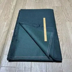 198昭和レトロ　ダークグリーン 布地 約1.5m x 1.5m 傷汚れ有り