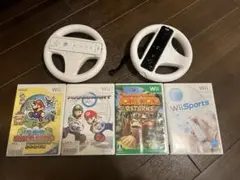 Wii ソフト4本 マリオカート Wiiリモコンハンドルおまけ