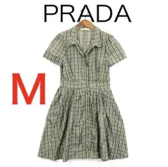 ■ a1532 PRADA【プラダ】 ワンピース バイカラー Aライン 半袖* □ a1532 PRADA【プラダ】 ワンピース バイカラー Aライン 半袖