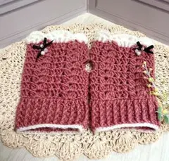 ウルグアイウール　チャーム付きハンドウォーマー　ワインレッド