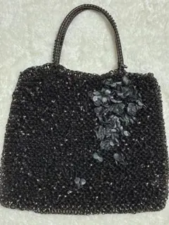 美品　アンテプリマ　ビーズブラック ハンドバッグ　トートバッグ
