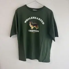 ehka sopo 半袖Tシャツ カーキ 犬プリント