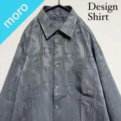 No.570 VINTAGE ヴィンテージ 古着 総柄シャツ 幾何学柄 グレー