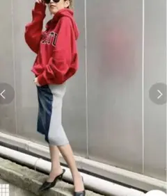 gyda ドッキングスリットデニムスカート　ブラックのサムネイル