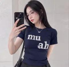 MUAHMUAH ムアムア　ドットスターパッチ半袖Tシャツ　ネイビーのサムネイル