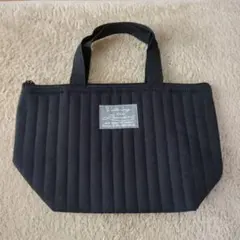 黒 キルティング トートバッグ　ランチバッグ