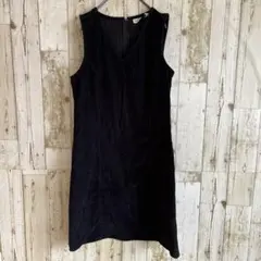 エディーバウアー ワンピース コーデュロイ ノースリーブ Vネック ブラック 8