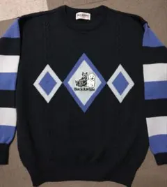 Black & White ダイヤモンドパターンセーターM