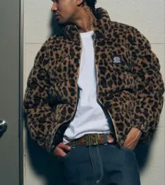 ブラックアイパッチ　ヒョウ柄　ダウンジャケット