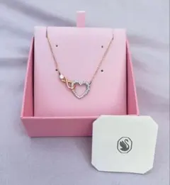 Swarovski ハートインフィニティ ネックレス ピンクゴールド