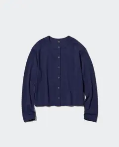 UVカットジャージークルーネックカーディガン　ネイビー　Lサイズ