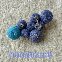 ハンドメイド　刺繍ブローチ　オープンハート　ボンボンブローチ63