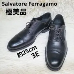 【極美品】フェラガモ　ビジネスシューズ　ドレス　レザー　黒　シボ革のサムネイル