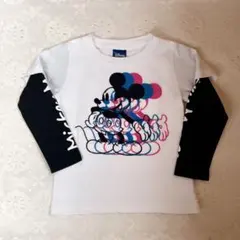 ミッキー　ロンT 刺繍　ライトオン　100　キッズ　重ね着風　オシャレ