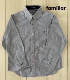 familiar チェック柄 長袖シャツ 120 ブルー フォーマル 卒園　入学