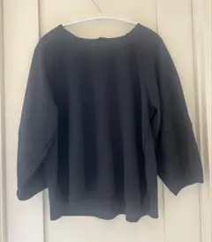 新品タグ付き　紺　五分袖ルーズフィットカットソー