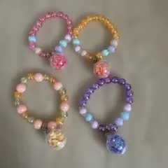 ⑥カラフル　ビーズブレスレット　4個セット
