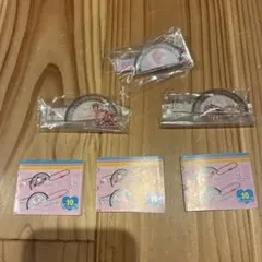 サンリオ　平成レトロ　ミニ定規＆分度器キーホルダー　ガチャガチャ　３点セット